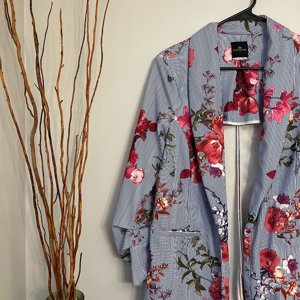 Floral Striped Blazer
